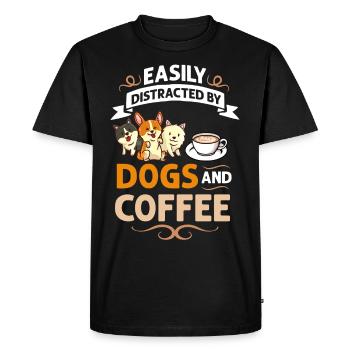 Cafetière Chien Machine Puppy Cup Grains - T-shirt Premium bio Homme - noir - Devant - Nico (187cm)
