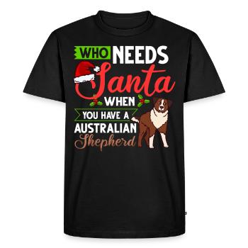 Berger australien Chien de Noël Chiot - T-shirt Premium bio Homme - noir - Devant - Nico (187cm)