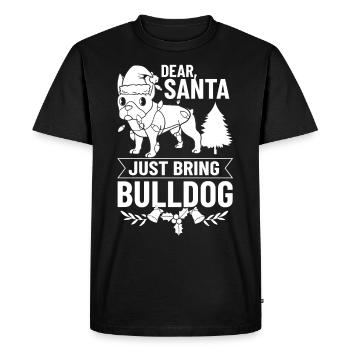 Chien Bulldog anglais Chiots Noël - T-shirt Premium bio Homme - noir - Devant - Nico (187cm)