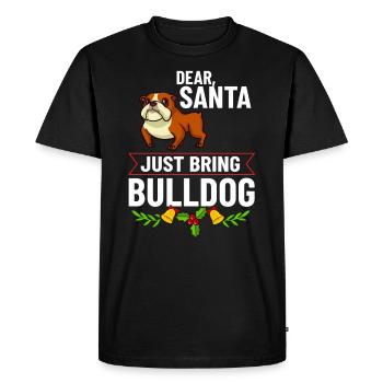 Chien Bulldog anglais Chiots Noël - T-shirt Premium bio Homme - noir - Devant - Nico (187cm)