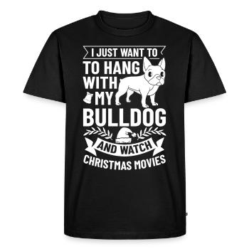 Chien Bulldog anglais Chiots Noël - T-shirt Premium bio Homme - noir - Devant - Nico (187cm)