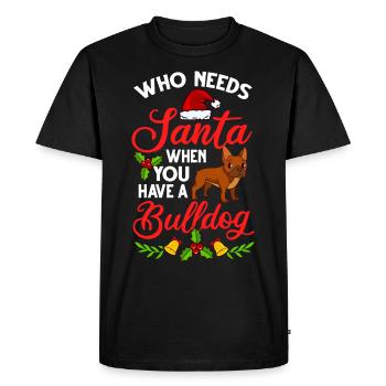 Chien Bulldog anglais Chiots Noël - T-shirt Premium bio Homme - noir - Devant - Nico (187cm)