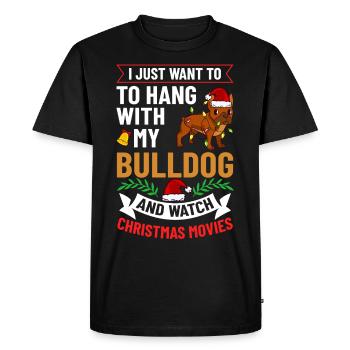 Chien Bulldog anglais Chiots Noël - T-shirt Premium bio Homme - noir - Devant - Nico (187cm)