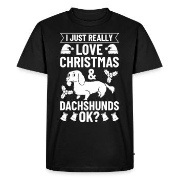 Doxie Dachshund Dachshund Teckel Dog Christmas - Men's Premium Organic T-Shirt - black - Front - Nico (187cm)