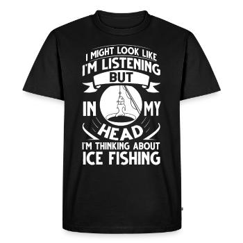 Pêche blanche Pêcheurs Trous de glace Exercices sur glace Pêche sur glace - T-shirt Premium bio Homme - noir - Devant - Nico (187cm)