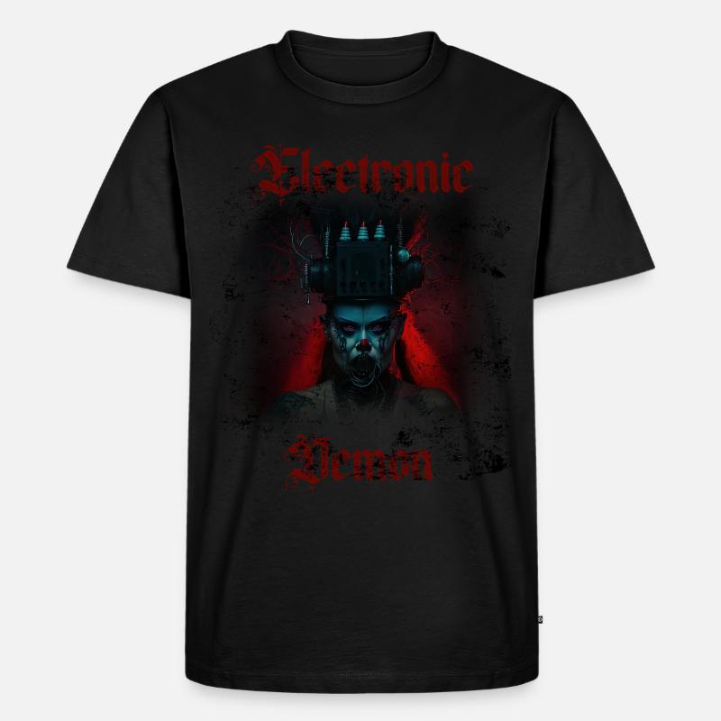 Elektronischer Dämon Techno Musik - Männer Premium Bio T-Shirt - Schwarz