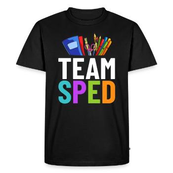 Éducation spécialisée Éducation spécialisée Promotion des besoins spéciaux - T-shirt Premium bio Homme - noir - Devant - Nico (187cm)