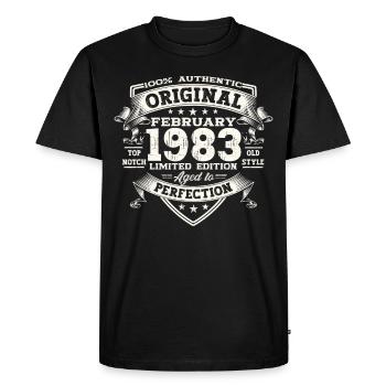 Original Février Année 1983 40e anniversaire Homme - T-shirt Premium bio Homme - noir - Devant - Nico (187cm)