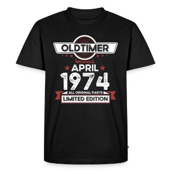 49th birthday man Oldtimer April born 1974 - Men's Premium Organic T-Shirt - black - Front - Nico (187cm)