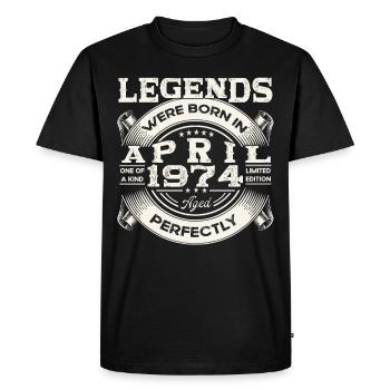 49th birthday man April Born 1974 Oldtimer - Men's Premium Organic T-Shirt - black - Front - Nico (187cm)