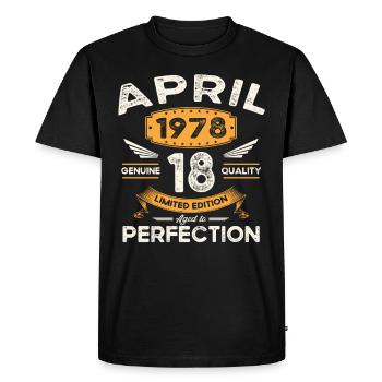45e anniversaire homme April Né en 1978 Légendaire - T-shirt Premium bio Homme - noir - Devant - Nico (187cm)