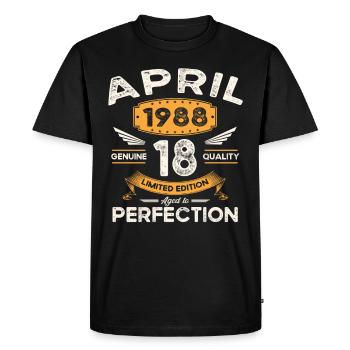 35e anniversaire homme April Né en 1988 Légendaire - T-shirt Premium bio Homme - noir - Devant - Nico (187cm)