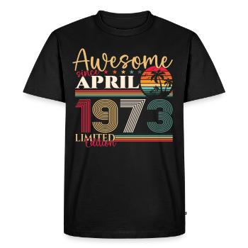 50e anniversaire homme April Né en 1973 Génial - T-shirt Premium bio Homme - noir - Devant - Nico (187cm)