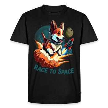 SpaceDog Chien Chien Amoureux de l’espace Design - T-shirt Premium bio Homme - noir - Devant - Nico (187cm)