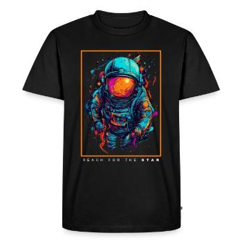 Astronaute abstrait coloré dans l’espace - T-shirt Premium bio Homme - noir - Devant - Nico (187cm)