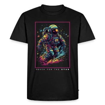 Astronaute abstrait coloré dans l’espace - T-shirt Premium bio Homme - noir - Devant - Nico (187cm)