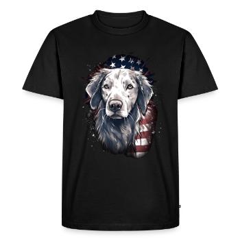 Chien Drapeau américain d’un fier amoureux des chiens - T-shirt Premium bio Homme - noir - Devant - Nico (187cm)