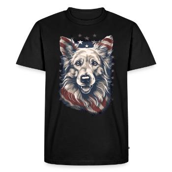 German Shepherd American Flag Proud Dog - Men's Premium Organic T-Shirt - black - Front - Nico (187cm)