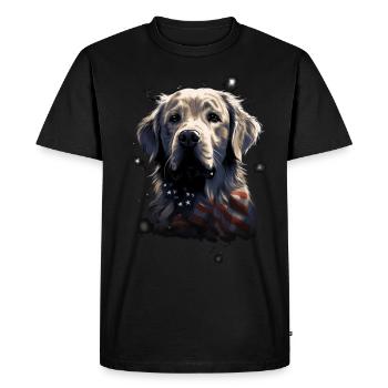 Chien Drapeau américain d’un fier amoureux des chiens - T-shirt Premium bio Homme - noir - Devant - Nico (187cm)