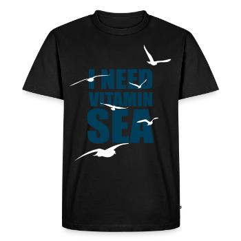 I need Vitamin Sea - Flock of Seagulls - Gift - Men's Premium Organic T-Shirt - black - Front - Nico (187cm)