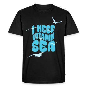 J’ai besoin de vitamine Mer - Vacances Été Mouettes Mer - T-shirt Premium bio Homme - noir - Devant - Nico (187cm)