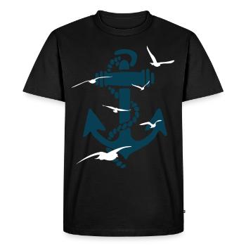 Seagulls Dream of Flying - Anchor Gift - Men's Premium Organic T-Shirt - black - Front - Nico (187cm)