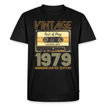 44 Birthday Man Woman Cassette Mai 1979 - T-shirt Premium bio Homme - noir - Devant - Nico (187cm)