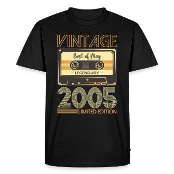 18 Birthday Man Woman Cassette May Vintage 2005 - T-shirt Premium bio Homme - noir - Devant - Nico (187cm)