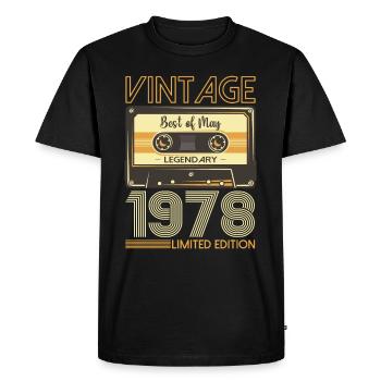 45 Birthday Man Woman Cassette Mai 1978 - T-shirt Premium bio Homme - noir - Devant - Nico (187cm)