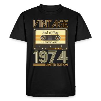 49 Birthday Man Woman Cassette Mai 1974 - T-shirt Premium bio Homme - noir - Devant - Nico (187cm)