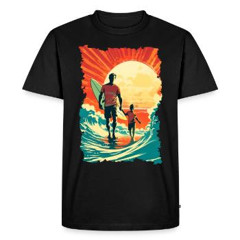 Père et fils surfeur cadeau surfeur - T-shirt Premium bio Homme - noir - Devant - Nico (187cm)