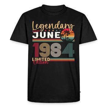 39th Birthday June Vintage 1984 Legendary - Men's Premium Organic T-Shirt - black - Front - Nico (187cm)