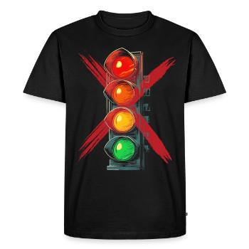 Feu de circulation Panneau d’interdiction gouvernementale - T-shirt Premium bio Homme - noir - Devant - Nico (187cm)