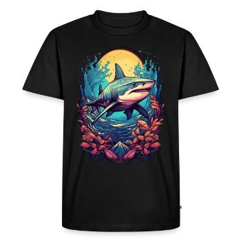 Shark Flowers Coral Reef Beach Diver Cadeau - T-shirt Premium bio Homme - noir - Devant - Nico (187cm)
