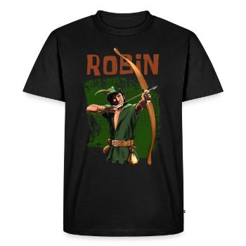 Robin Hood - Pfeil und Bogen - Geschenk - Männer Premium Bio T-Shirt - Schwarz - Vorne - Nico (187cm)