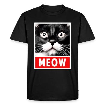 MEOW Meow Mignon Visage de chat - T-shirt Premium bio Homme - noir - Devant - Nico (187cm)