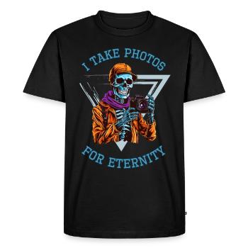 Halloween Skeleton as a photographer - Men's Premium Organic T-Shirt - black - Front - Nico (187cm)