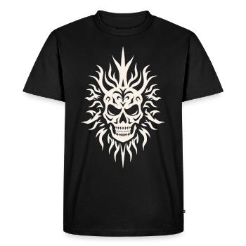 Skull Tribal Tiki Rétro Masque - T-shirt Premium bio Homme - noir - Devant - Nico (187cm)