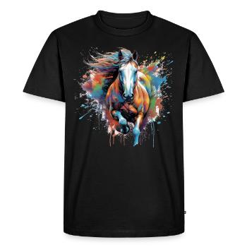 Cheval, horse - T-shirt Premium bio Homme - noir - Devant - Nico (187cm)