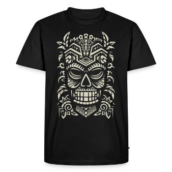 Masque Tiki - T-shirt Premium bio Homme - noir - Devant - Nico (187cm)