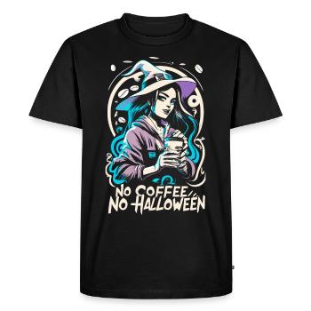 Pas de café Pas d’Halloween Coffee Lover Sorcière - T-shirt Premium bio Homme - noir - Devant - Nico (187cm)