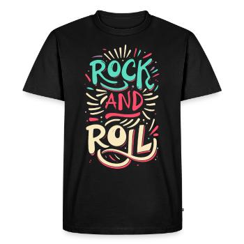 Rock And Roll Rock Statement Motto - Men's Premium Organic T-Shirt - black - Front - Nico (187cm)