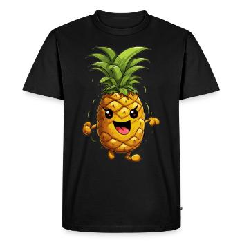 Dancing Cartoon Pineapple - Men's Premium Organic T-Shirt - black - Front - Nico (187cm)
