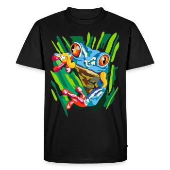 Grenouille et ver - T-shirt Premium bio Homme - noir - Devant - Nico (187cm)