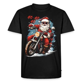 Motard Père Noël Père Noël Moto - T-shirt Premium bio Homme - noir - Devant - Nico (187cm)
