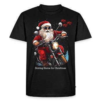 Motard Père Noël Père Noël Moto - T-shirt Premium bio Homme - noir - Devant - Nico (187cm)