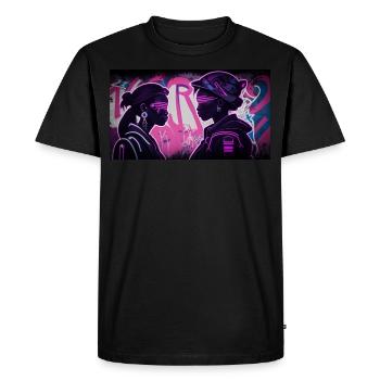 Rencontre avec le néon cyberpunk - T-shirt Premium bio Homme - noir - Devant - Nico (187cm)