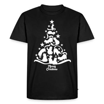Miaou Noël - chat - cadeau de sapin de Noël - T-shirt Premium bio Homme - noir - Devant - Nico (187cm)