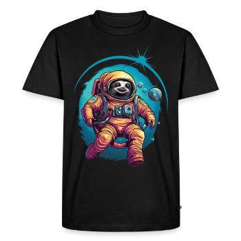 Sloth Astronaut Space Space Gift - Men's Premium Organic T-Shirt - black - Front - Nico (187cm)