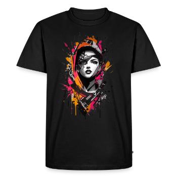 Abstrait coloré jeune femme Graffiti Art - T-shirt Premium bio Homme - noir - Devant - Nico (187cm)